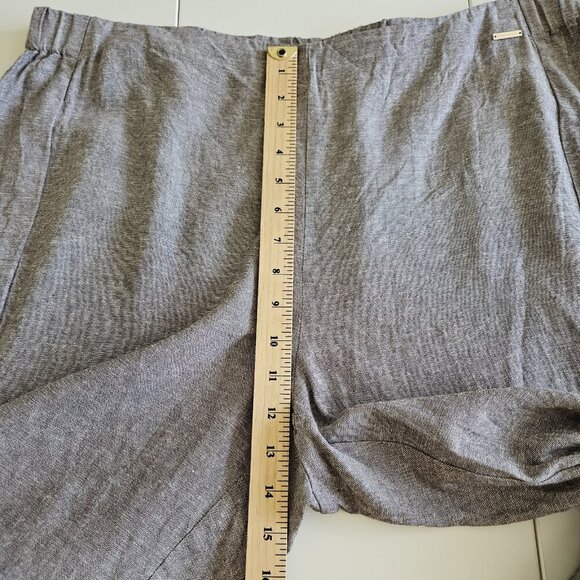 Anne Klein Pants Women XL Gray Pull On Cropped Linen Blend Office Capsule Mature - Picture 6 of 16